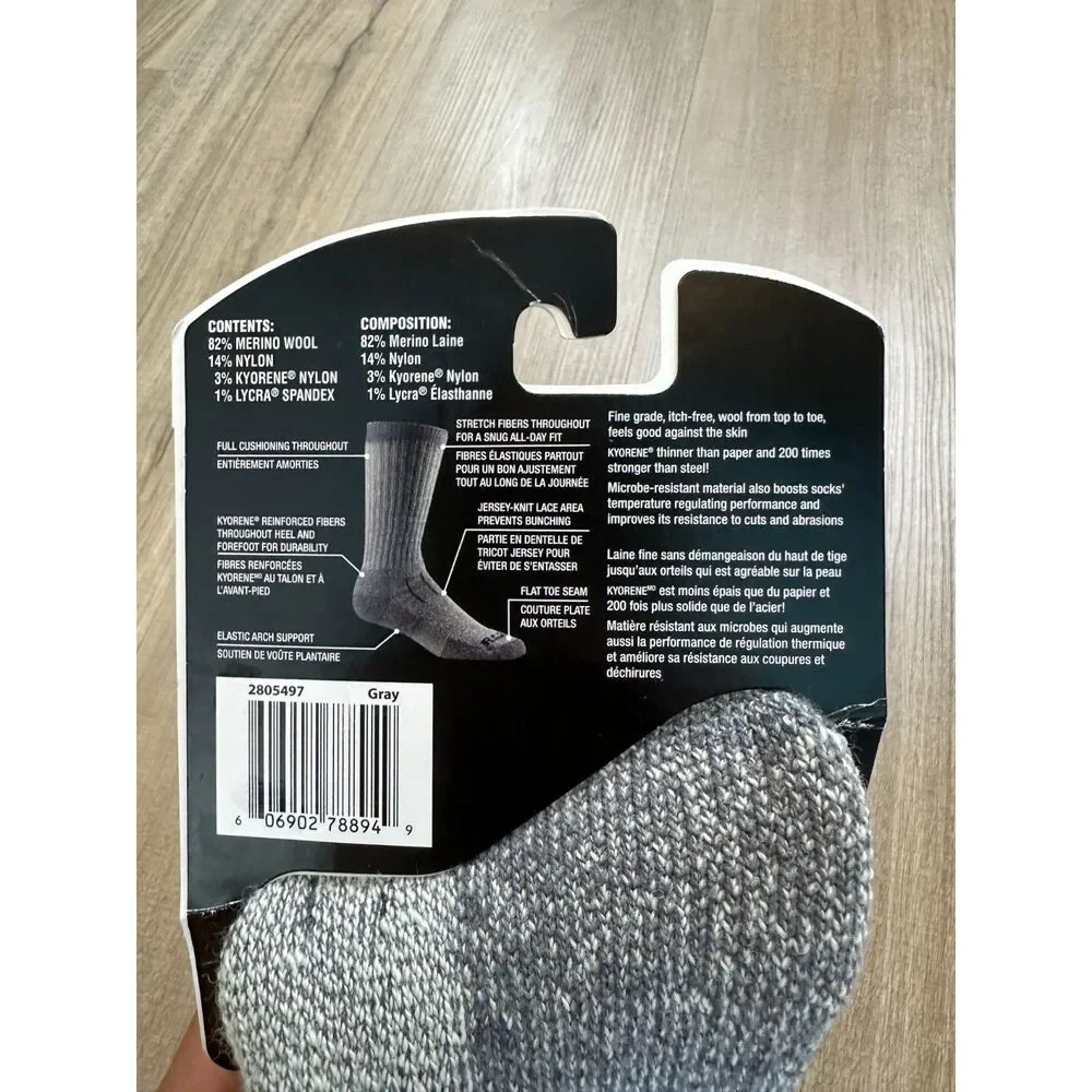 NWT RedHead Ultimate Merino Wool Heavyweight Gray Socks for Men Large